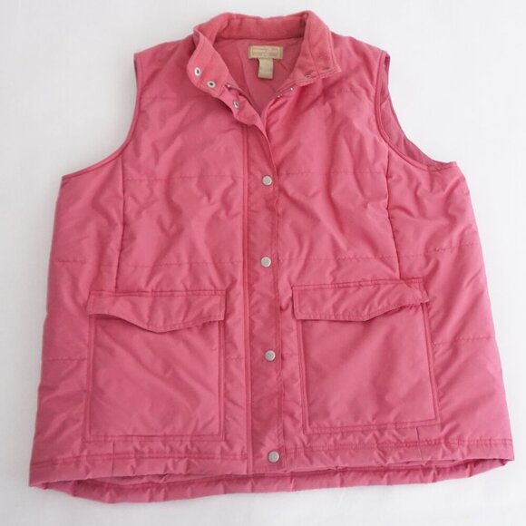 Vintage Cotton Ginny Plus Pink Gorpcore Lined Nylon Puffer Zip Up Vest Jacket S - Picture 1 of 12